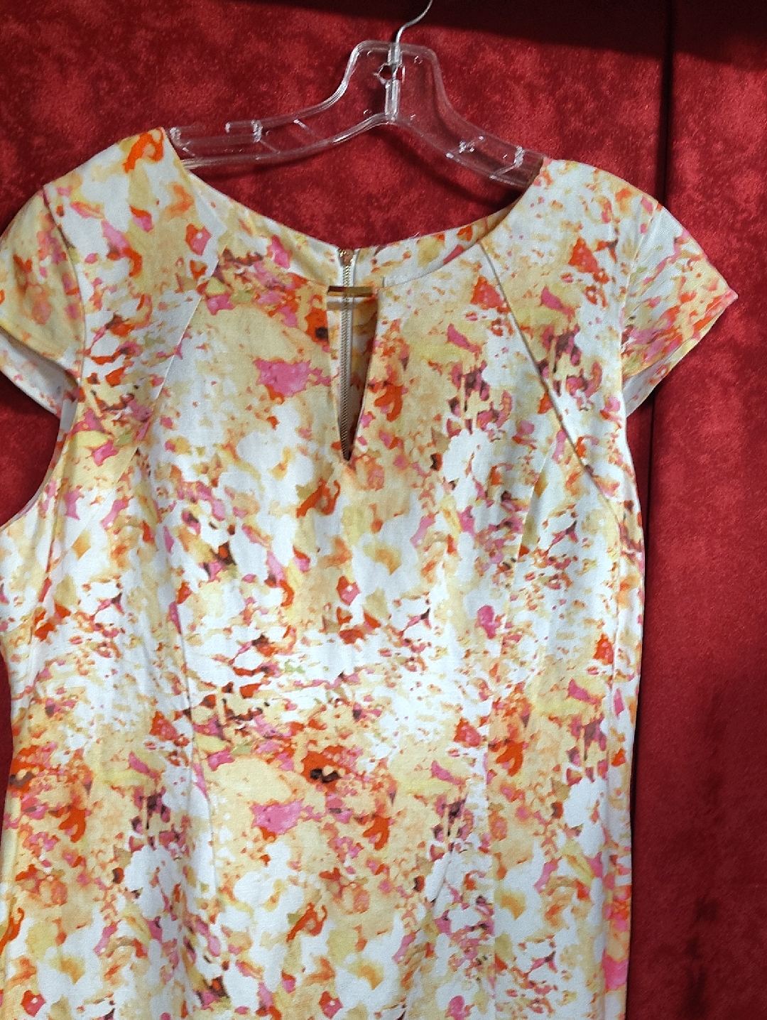 Calvin Klein Yellow, Pink & Orange Printed Shift Dress